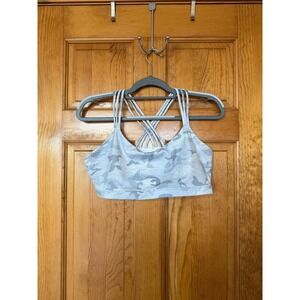 GapFit Eclipse Camo Sports Bra Strappy Back Light Grey Size L